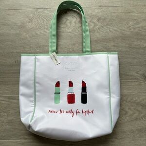 Kate Spade x Clinique Tote Bag | “Never Too Early for Lipstick” | NWT
